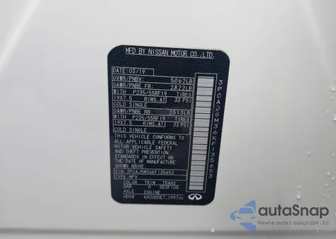 2019 Infiniti Qx50 Luxe из США, поврежденный, VIN 3PCAJ5M36KF135653